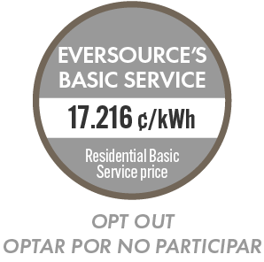 Eversource's Basic Service - 17.216 cents/kWh - Residential Basic Service price